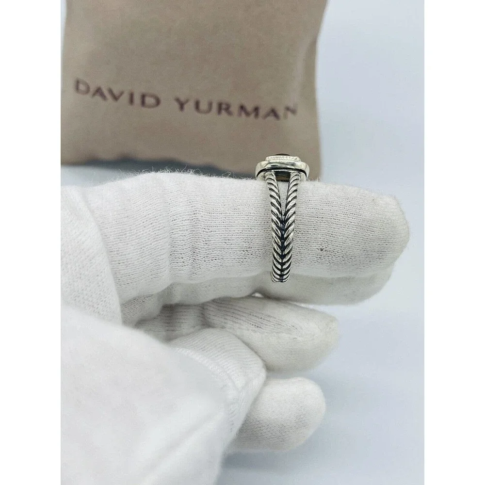David Yurman Sterling Silver Black Onyx & Diamond Petite Albion Ring Size 7